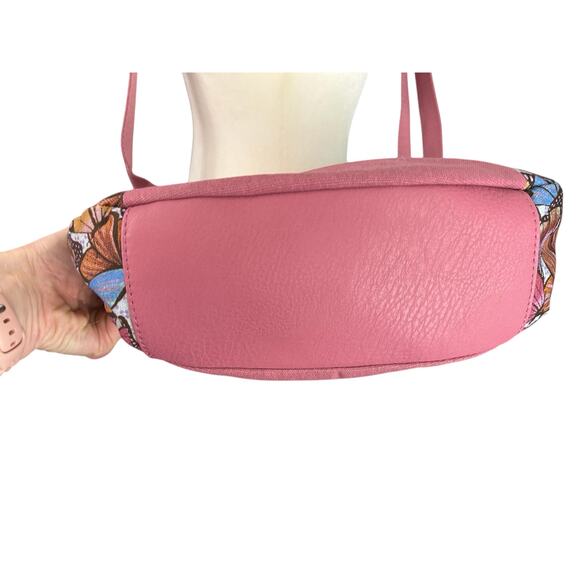 NWT Sakroots Artist Circle Fold Over Crossbody Shoulder bag Mulberry Butterfly - Picture 7 of 12